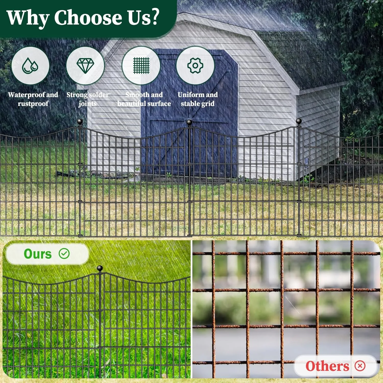 15 Panels Decorative Garden Fence with Gate, 32 in(H) X 35.4 ft(L) No Dig Dog Fence Animal Barrier Outdoor for Yard, Rustproof Metal Garden Edging and Borders, Temporary Fencing Stakes