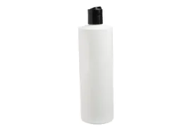16 oz. White Plastic Bottle with Black Disc-top Cap