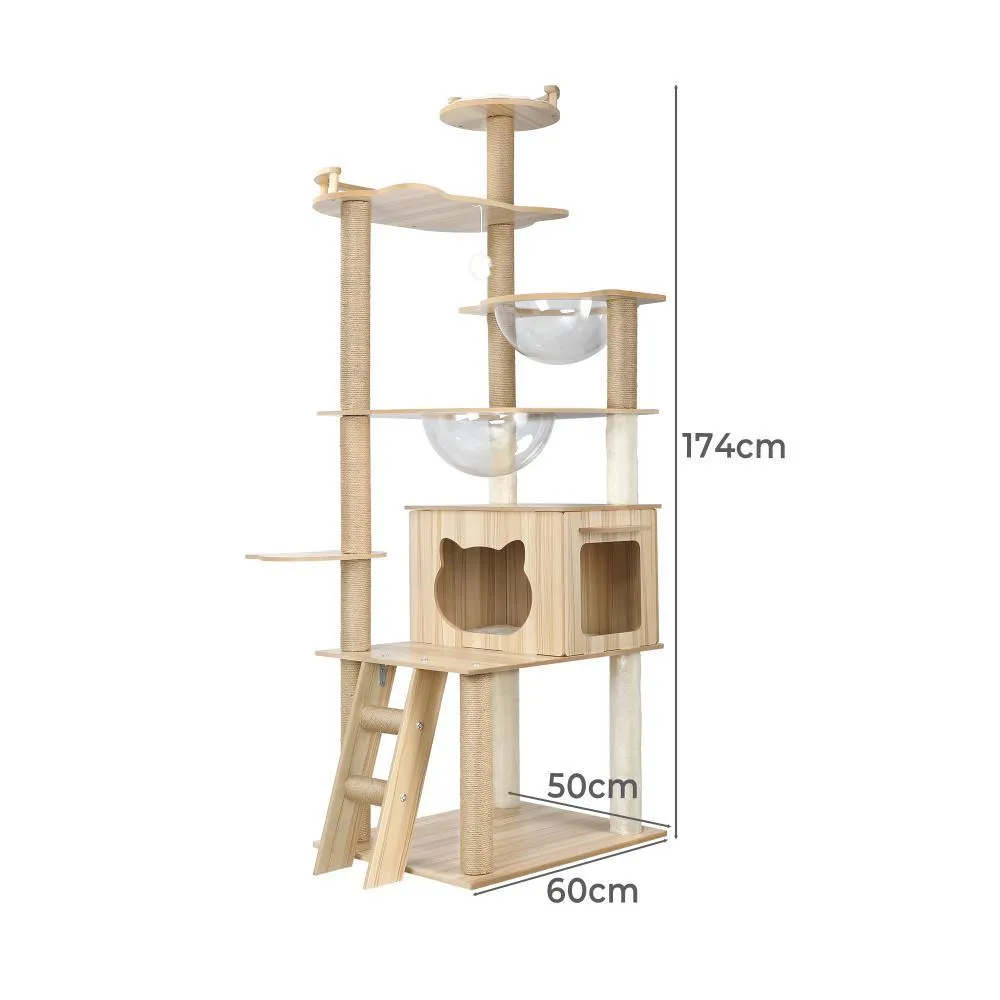 174cm Cat Tree/Cat Tower with Cat Scratching Post and Cat Condo