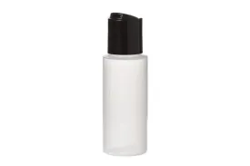 2 oz. Natural Plastic Bottles with Black Disc-top Caps (Pack of 6)