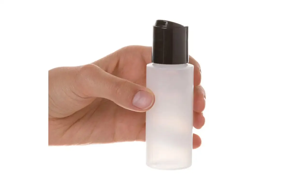 2 oz. Natural Plastic Bottles with Black Disc-top Caps (Pack of 6)
