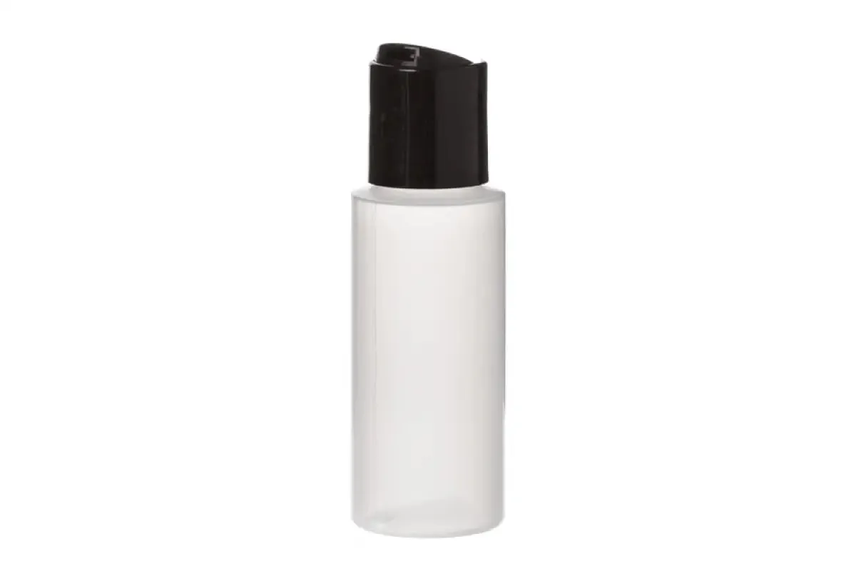 2 oz. Natural Plastic Bottles with Black Disc-top Caps (Pack of 6)