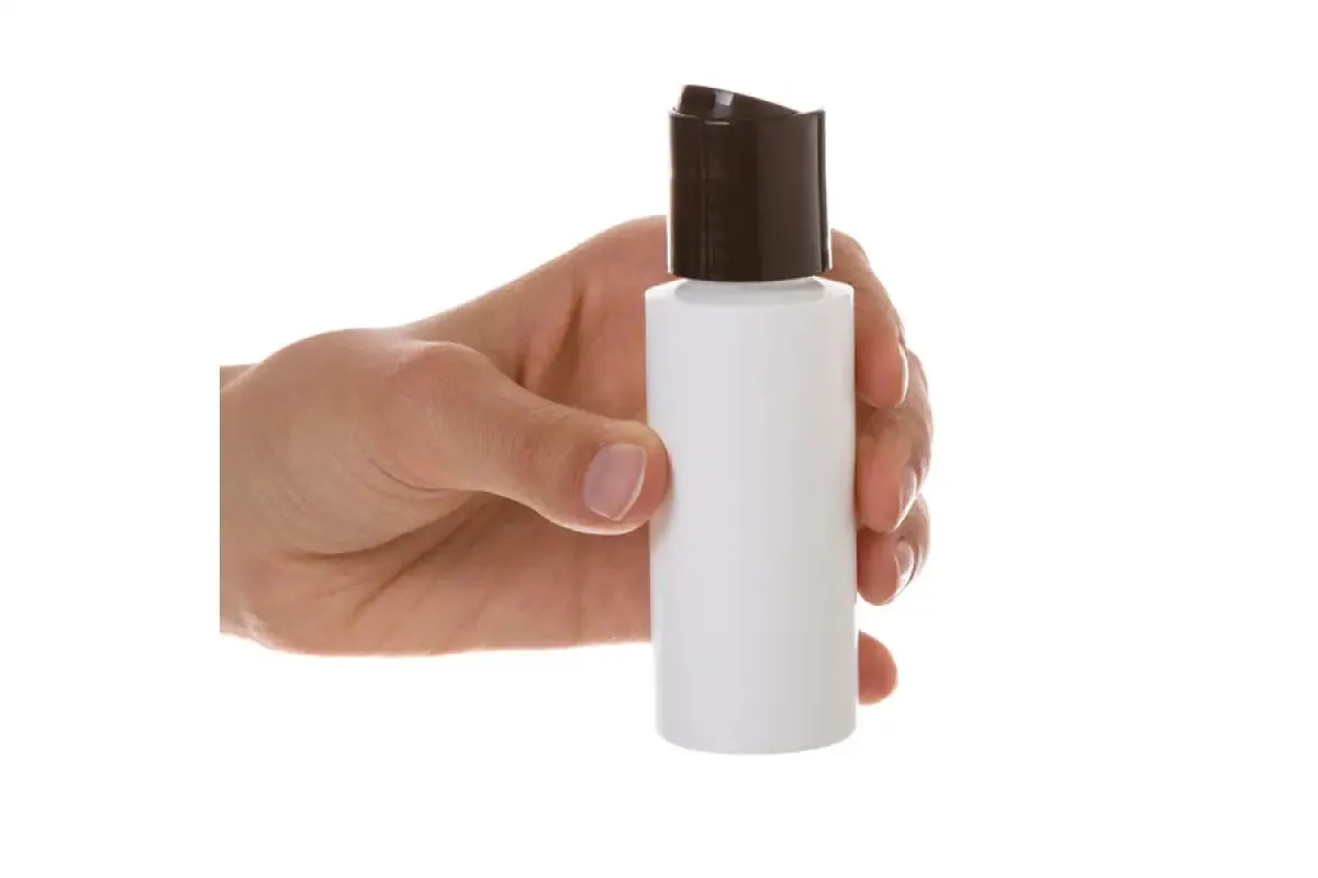 2 oz. White Plastic Bottles with Black Disc-top Caps (Pack of 6)