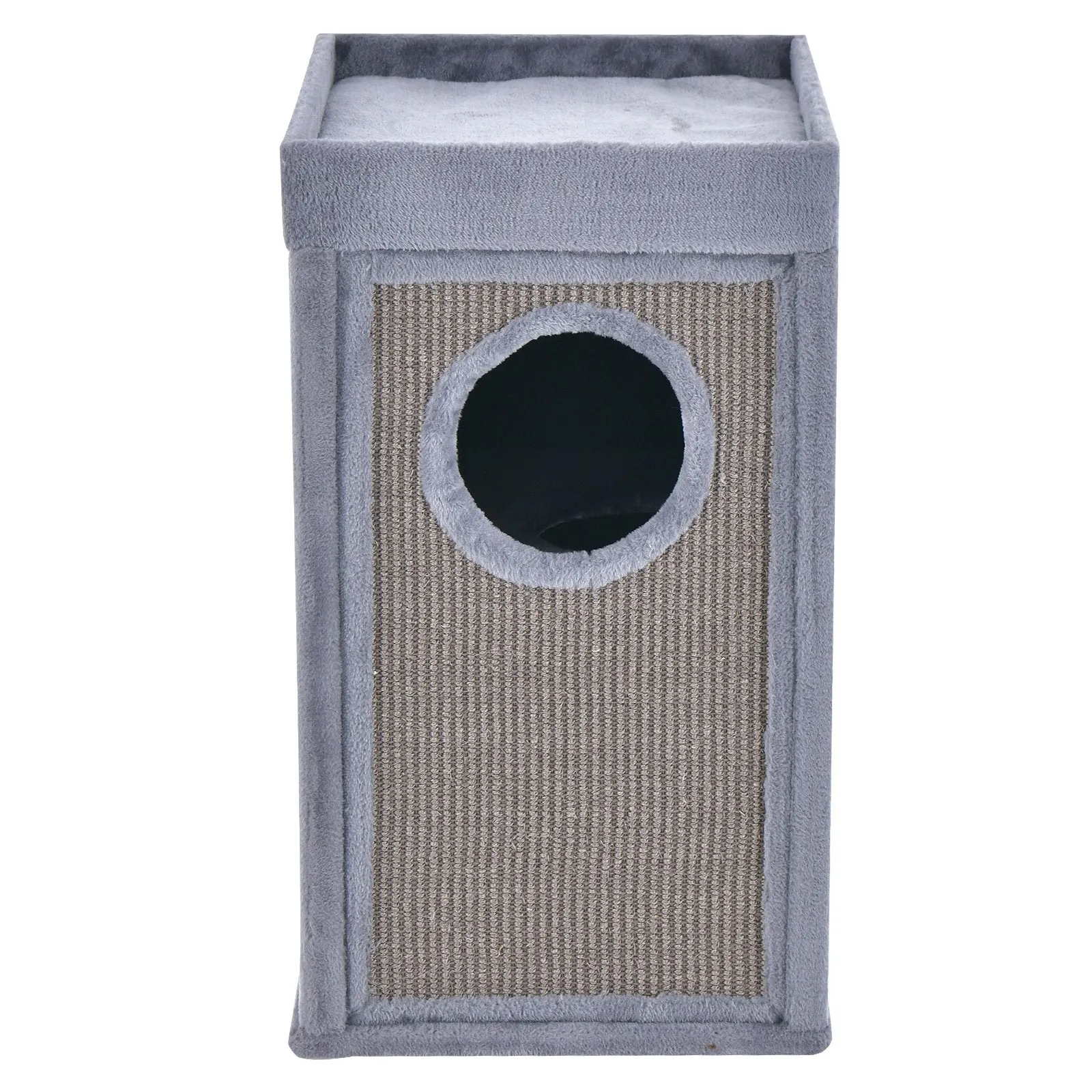 2-Tier Cat House with Sisal Scratch Boards-Grey