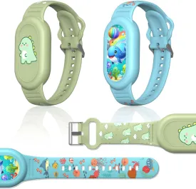 [2Pack] Cute Bracelet for Galaxy SmartTag 2 (2023), Silicone Cartoon Smart Tag 2 Wristband Holder Compatible with Samsung SmartTag 2 Waterproof Smart Tag 2 Case for Kids Elderly (Dinosaurs & Whales)
