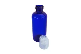 4 oz. Blue Plastic Bottle with Natural Disc-Top Cap