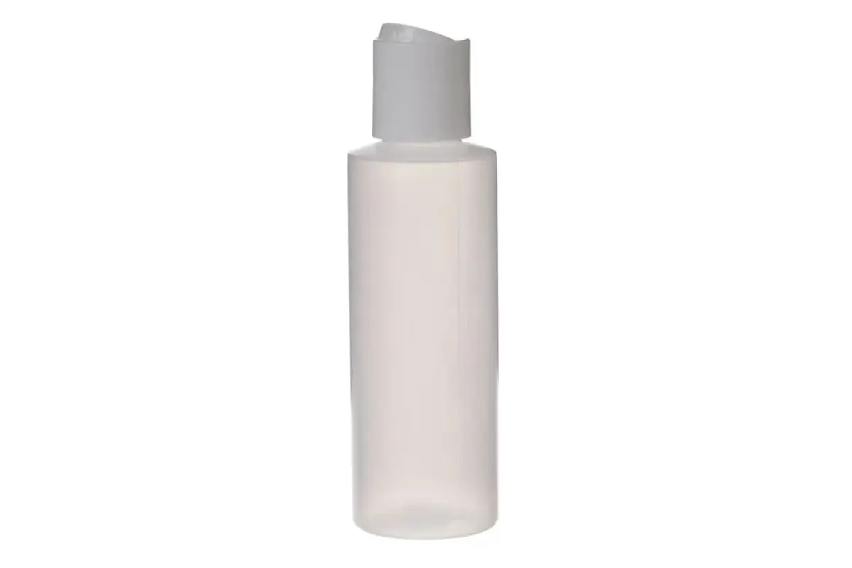 4 oz. Natural Plastic Bottle with White Disc-top Cap