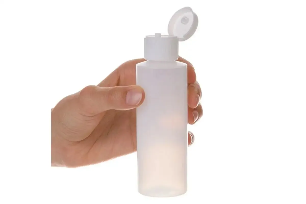 4 oz. Natural Plastic Bottle with White Snap-top Cap