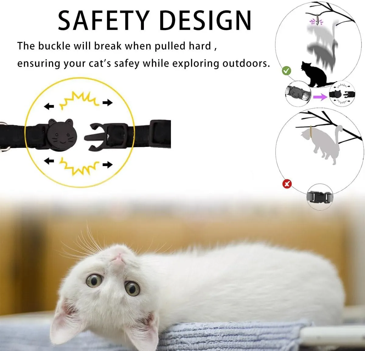 4 Pack Cotton Breakaway Cat Collar with Bell,Safety Adjustable Cat Collars Set with Flower Pendant,Ideal for Girl Cats Boy Cats