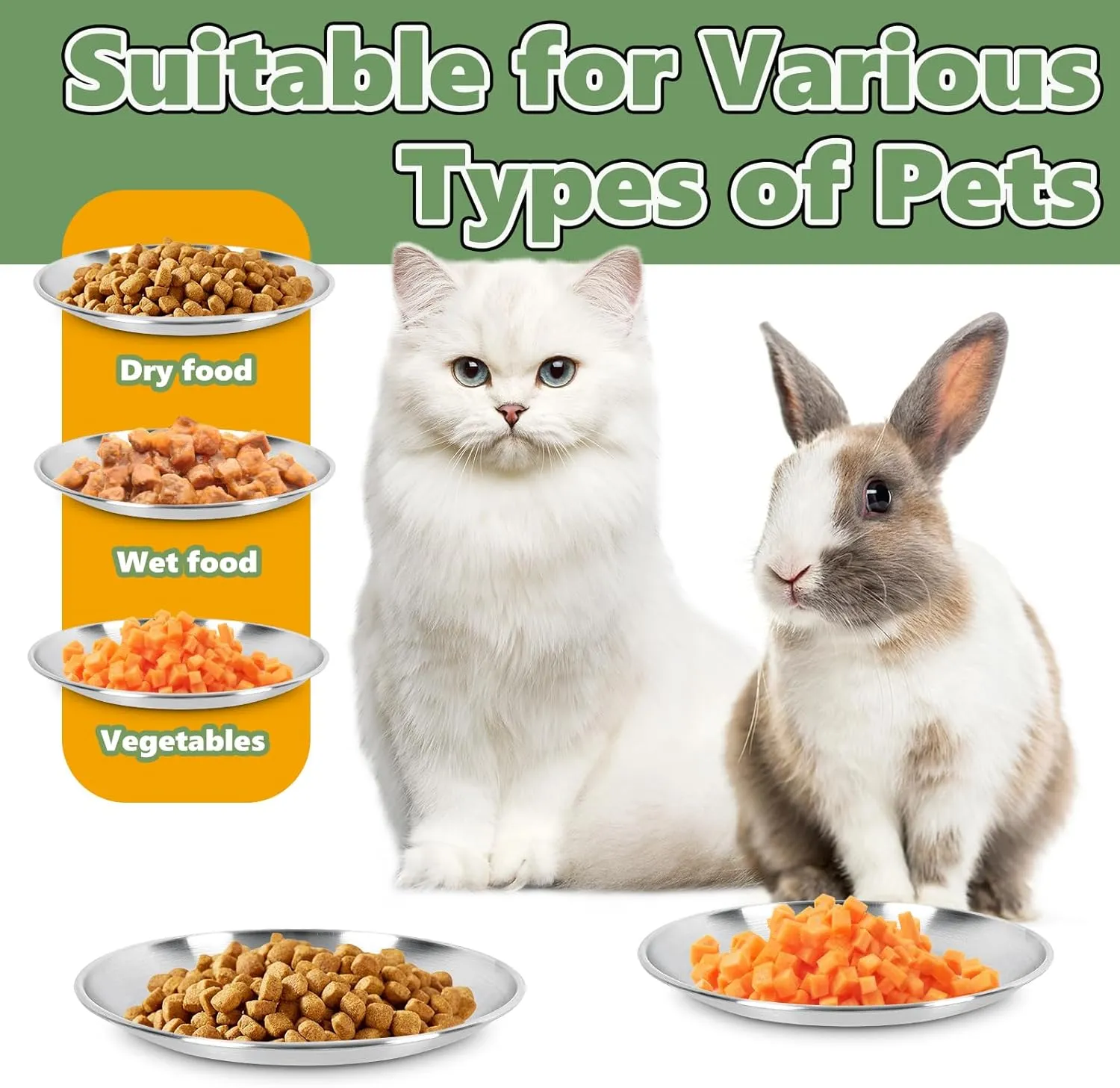 4-Pack Stainless Steel Cat Food Bowls  6.7" Shallow, Whisker-Friendly Non-Slip Silicone Base,Easy to Clean Indoor Feeding Dishes (13 OZ)