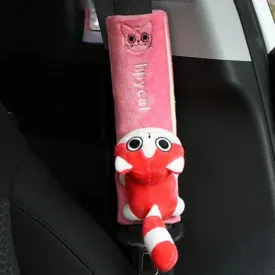 Auto Seat Belt Pads Cute Animal Pink Cat Soft Seat Belt Protector