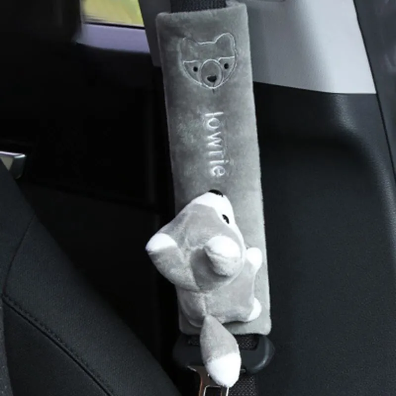 Auto Seat Belt Pads Cute Animal Pink Cat Soft Seat Belt Protector