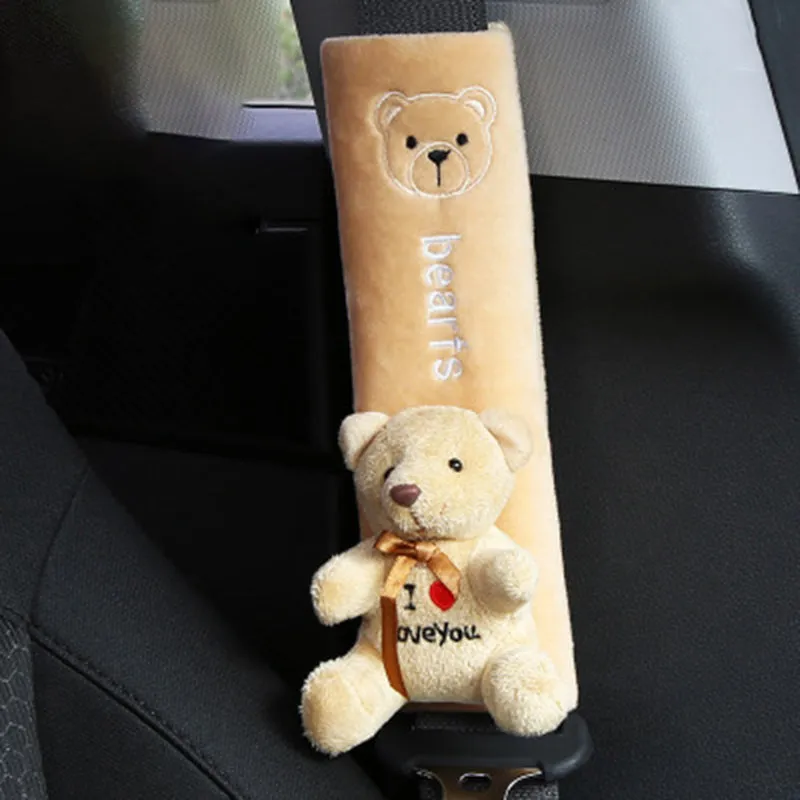 Auto Seat Belt Pads Cute Animal Pink Cat Soft Seat Belt Protector