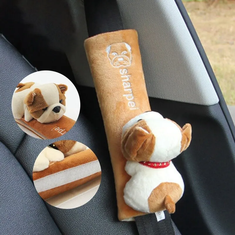 Auto Seat Belt Pads Cute Animal Pink Cat Soft Seat Belt Protector