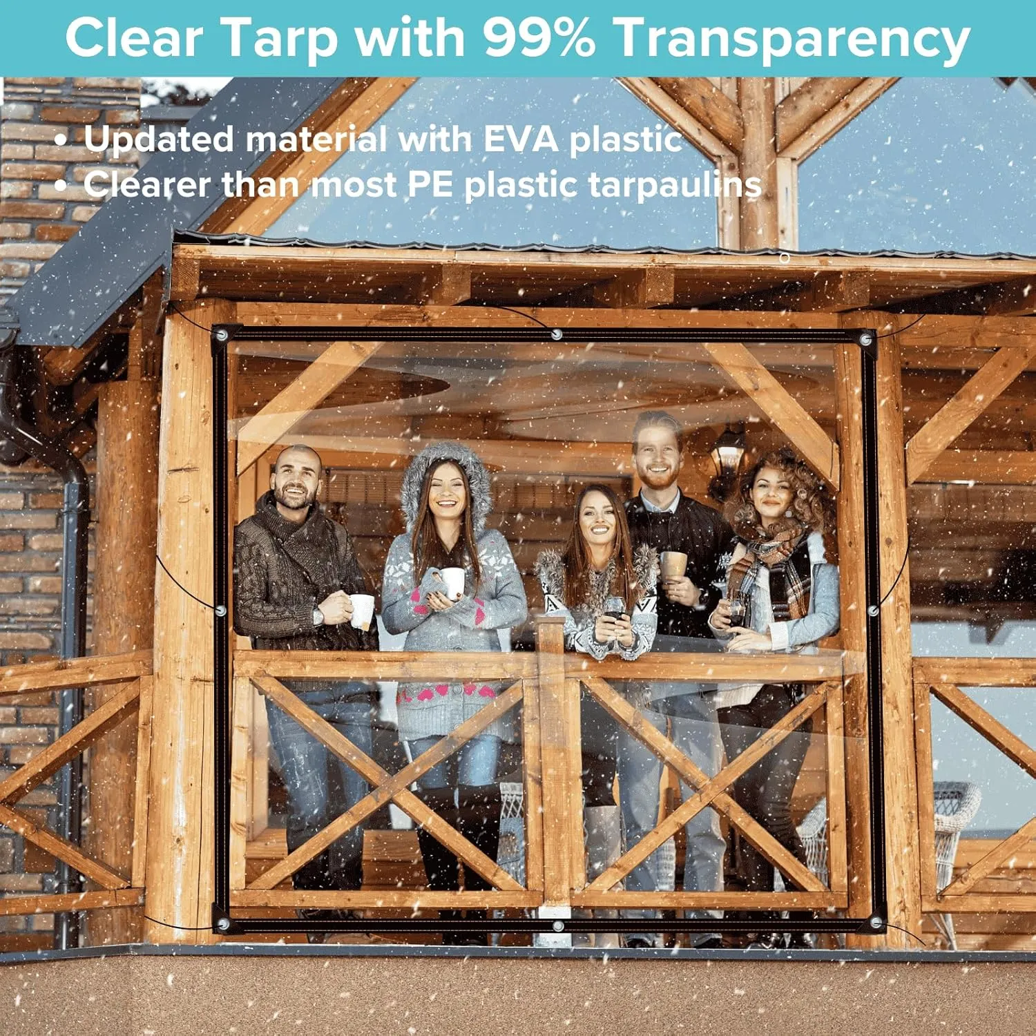 BeGrit Clear Tarps Waterproof 6x10 FT with Grommets Transparent Tarpaulin Rainproof for Porch Balcony Patio Garden Chicken Coops Kennel, with Ball Bungee Cords