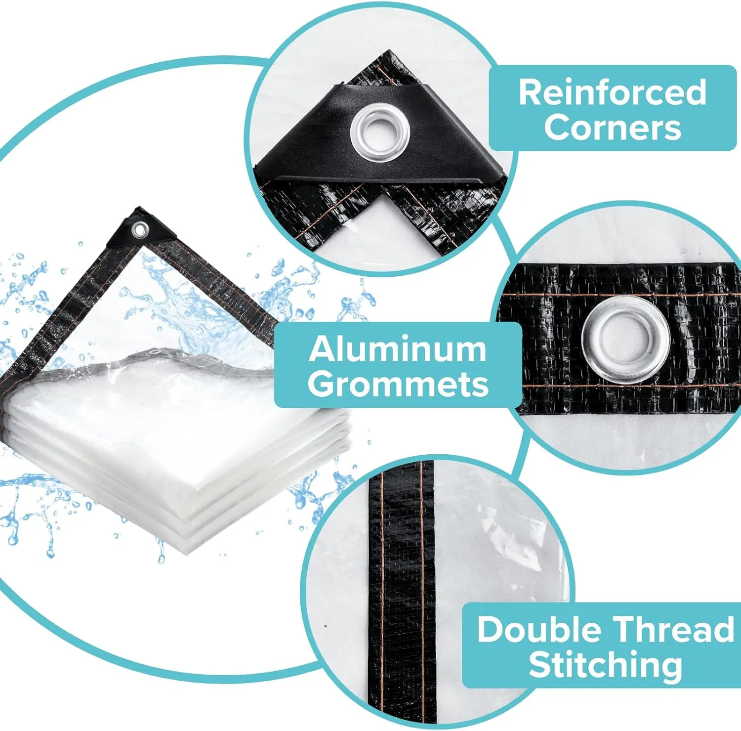 BeGrit Clear Tarps Waterproof 6x10 FT with Grommets Transparent Tarpaulin Rainproof for Porch Balcony Patio Garden Chicken Coops Kennel, with Ball Bungee Cords