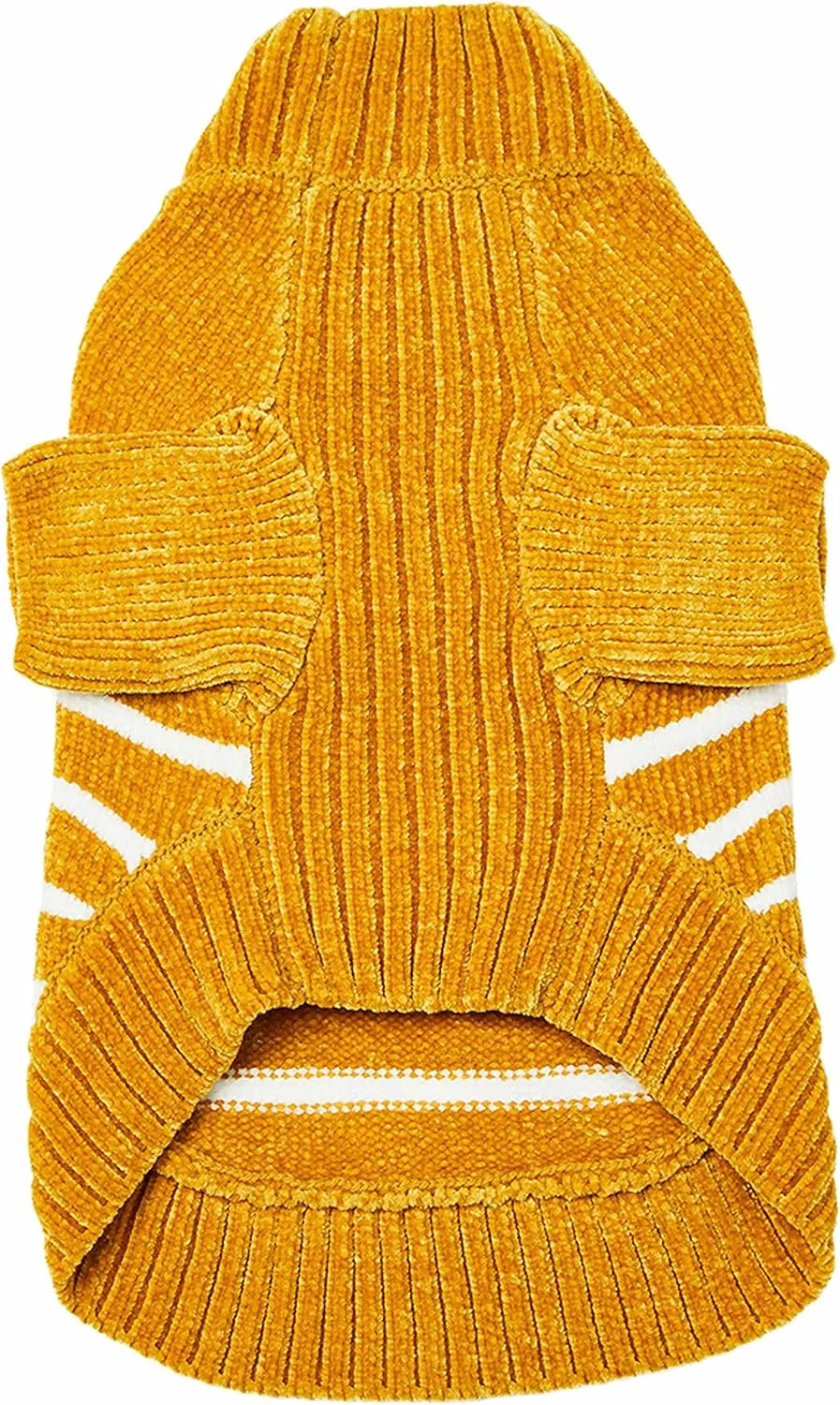 Blueberry Pet Soft Striped Dog Sweater, Mustard, 12" Back Length - Warm Winter Gear, Small Dog Fleece Sweater, Stylish Pet Clothes