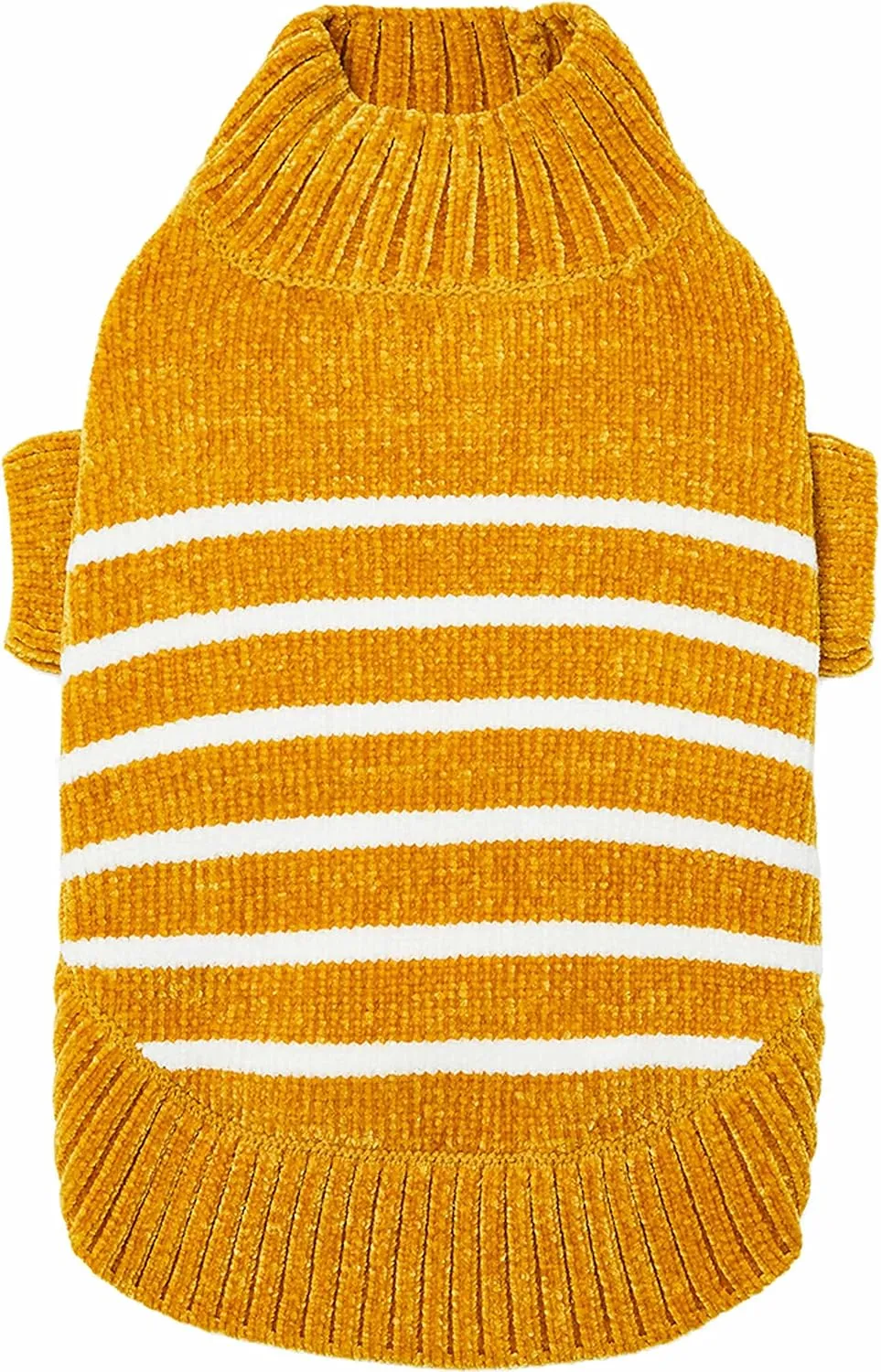 Blueberry Pet Soft Striped Dog Sweater, Mustard, 12" Back Length - Warm Winter Gear, Small Dog Fleece Sweater, Stylish Pet Clothes