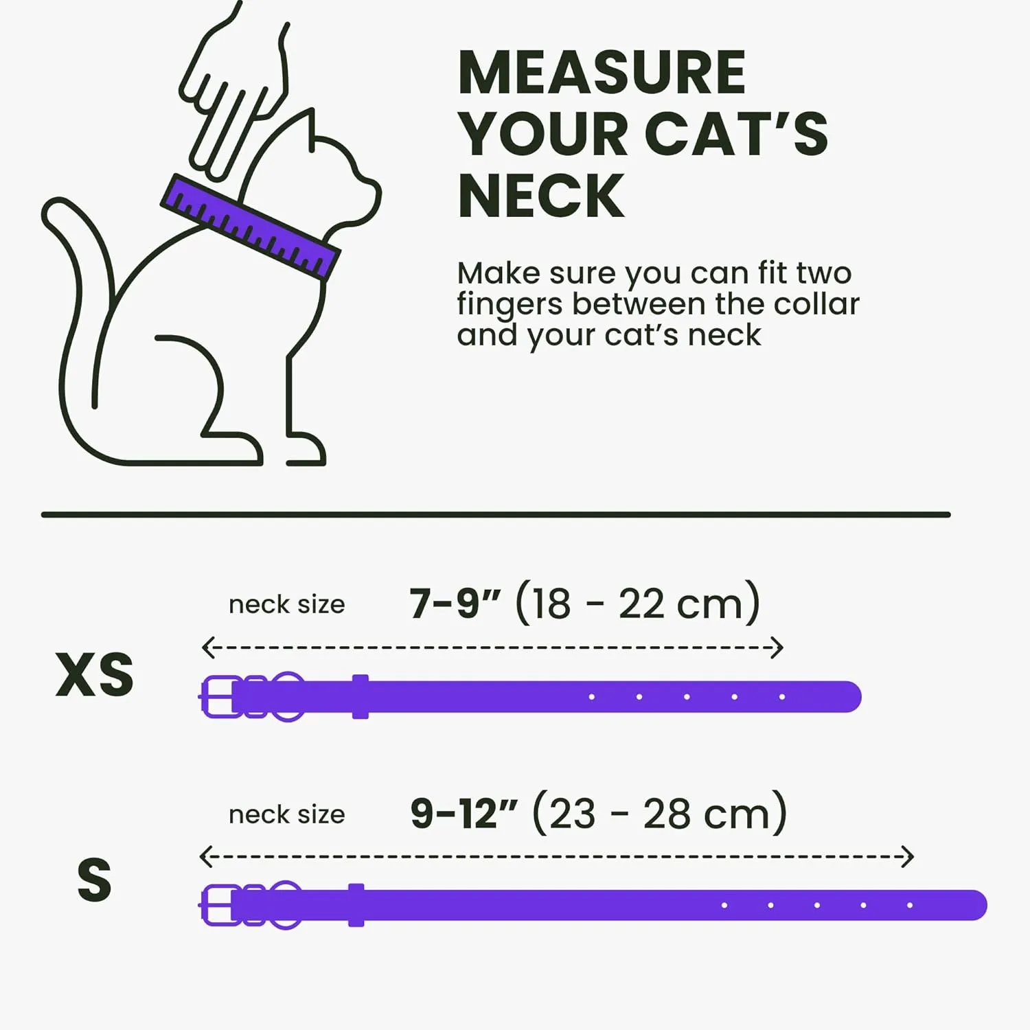 BRONZEDOG Leather Cat Collar with Removable Bells Non Breakaway Kitten QR Tag for Girl Boy (7" - 9" for Cats, Purple & Gold)
