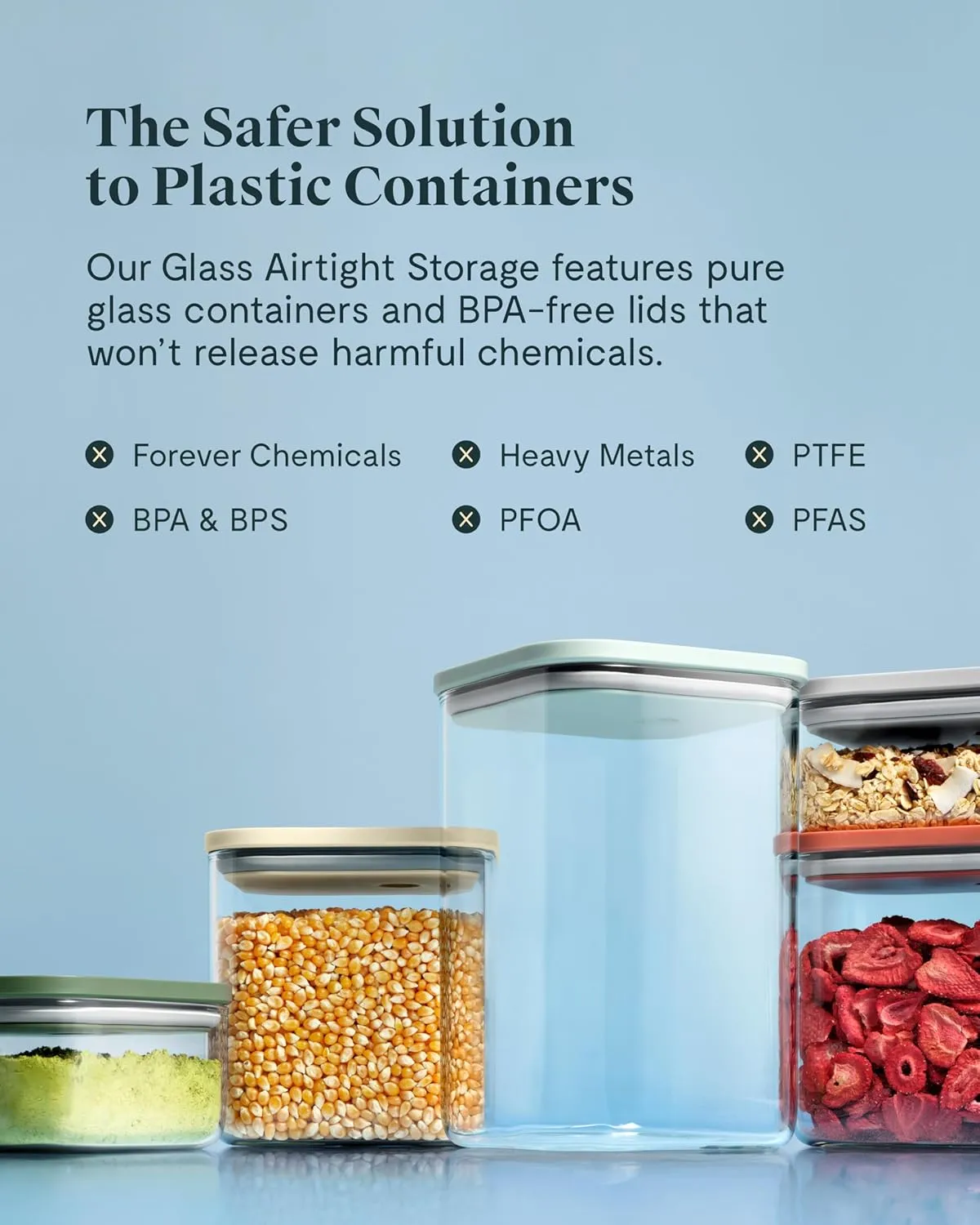 Caraway 14-Piece Glass Airtight Food Storage Containers with Lids  Non-Toxic, BPA-Free Kitchen Storage Containers  Stackable, Space-Saving Airtight Containers for Dry Goods and More - Mist