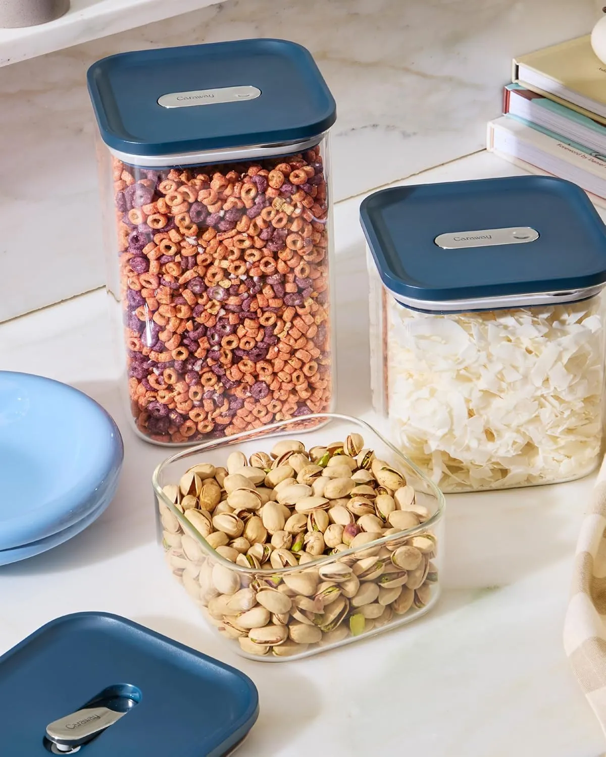 Caraway 14-Piece Glass Airtight Food Storage Containers with Lids  Non-Toxic, BPA-Free Kitchen Storage Containers  Stackable, Space-Saving Airtight Containers for Dry Goods and More - Mist