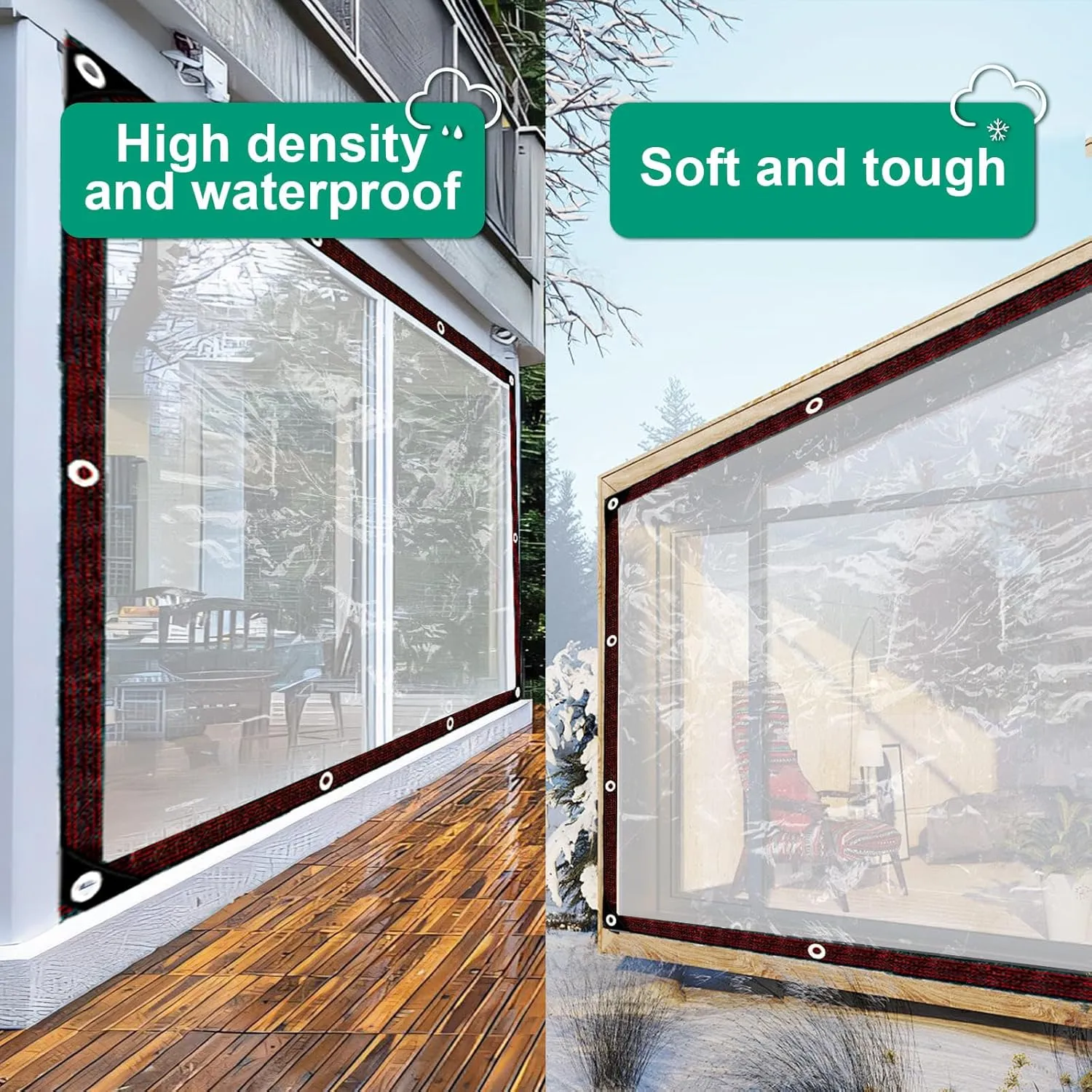 Clear Tarp - Waterproof - with Grommets Small 7x8ft for Garden Winter, Tarpaulin Transparent of Patio/Plant/Pool Rain Tarps, Chicken Coop Cover/Dog Kennel Roof Canopy Outdoor
