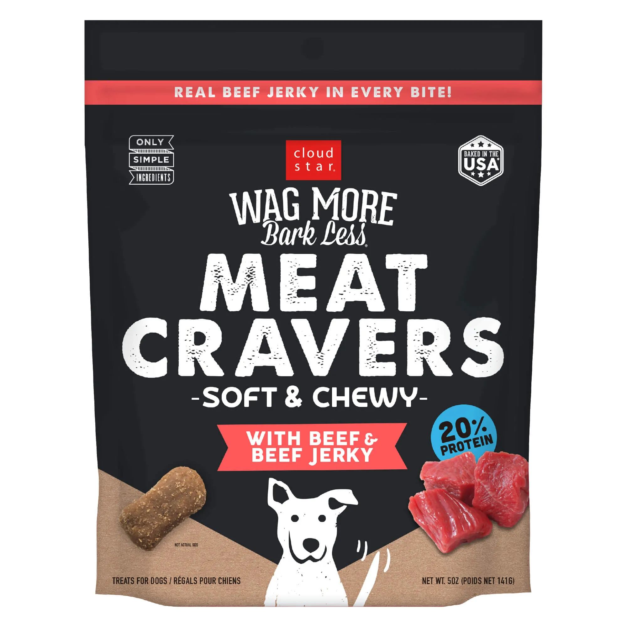 Cloud Star Wag More Bark Less, Meat Cravers, Soft Chew Dog Treats