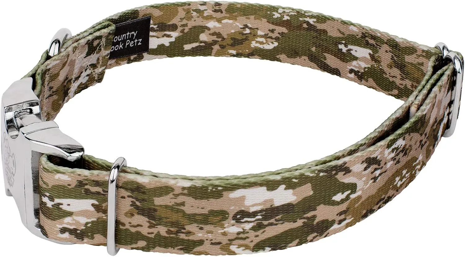 Country Brook Petz - Desert Viper Camo Premium Dog Collar & Leash - Military and Camo Collection Featuring Rugged Designs (1 Inch, Large)
