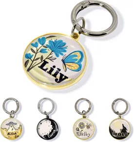 Customizable Reflective Waterproof Pet ID Tag with Engraved Name & Contact Info, Durable Rustproof Metal Lightweight Design for Dogs Cats, Gold & Silver Options (UFO)