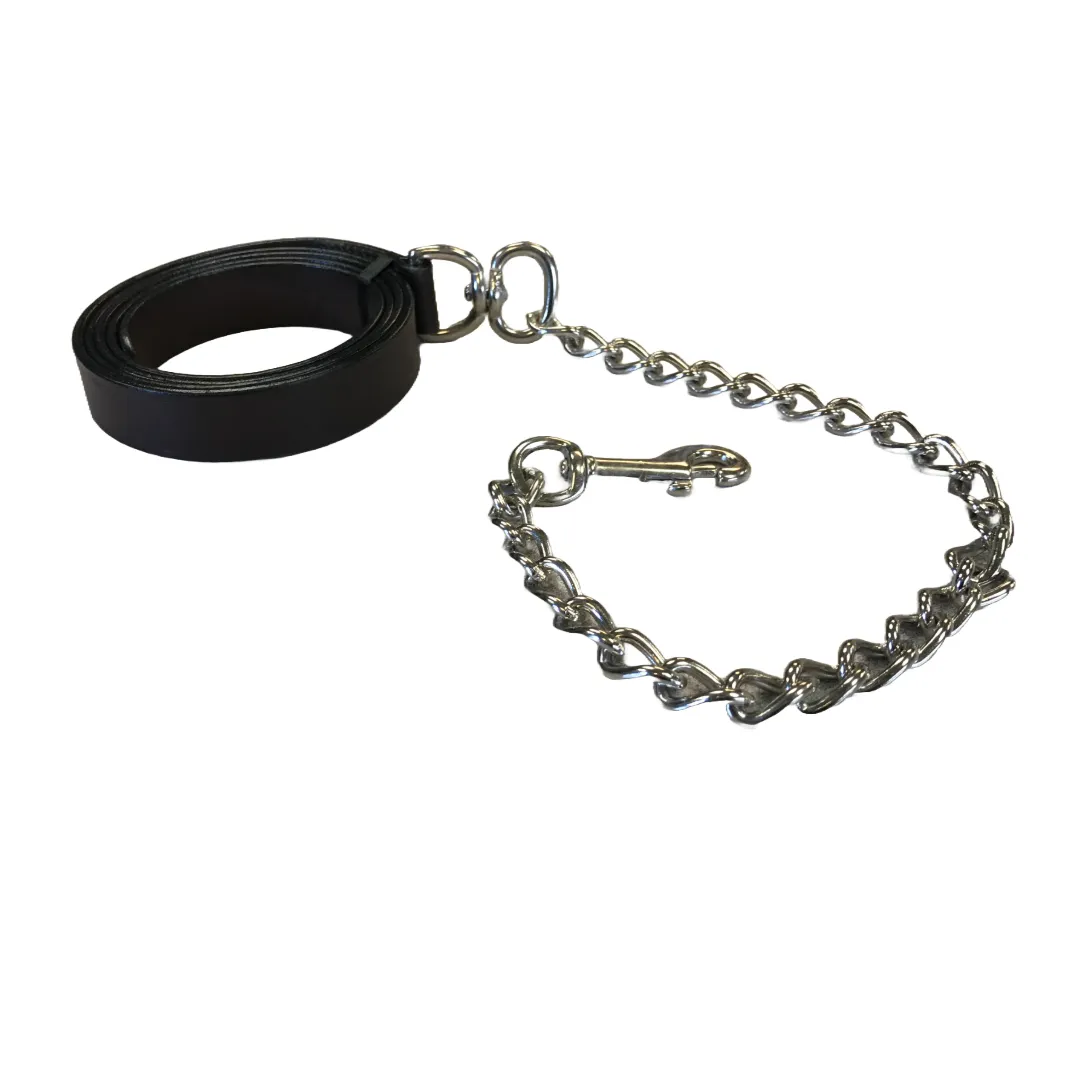 Derby Originals Multipurpose Flat Leather Lead for Cattle, Horse or Dog with Chain and Swivel Snap