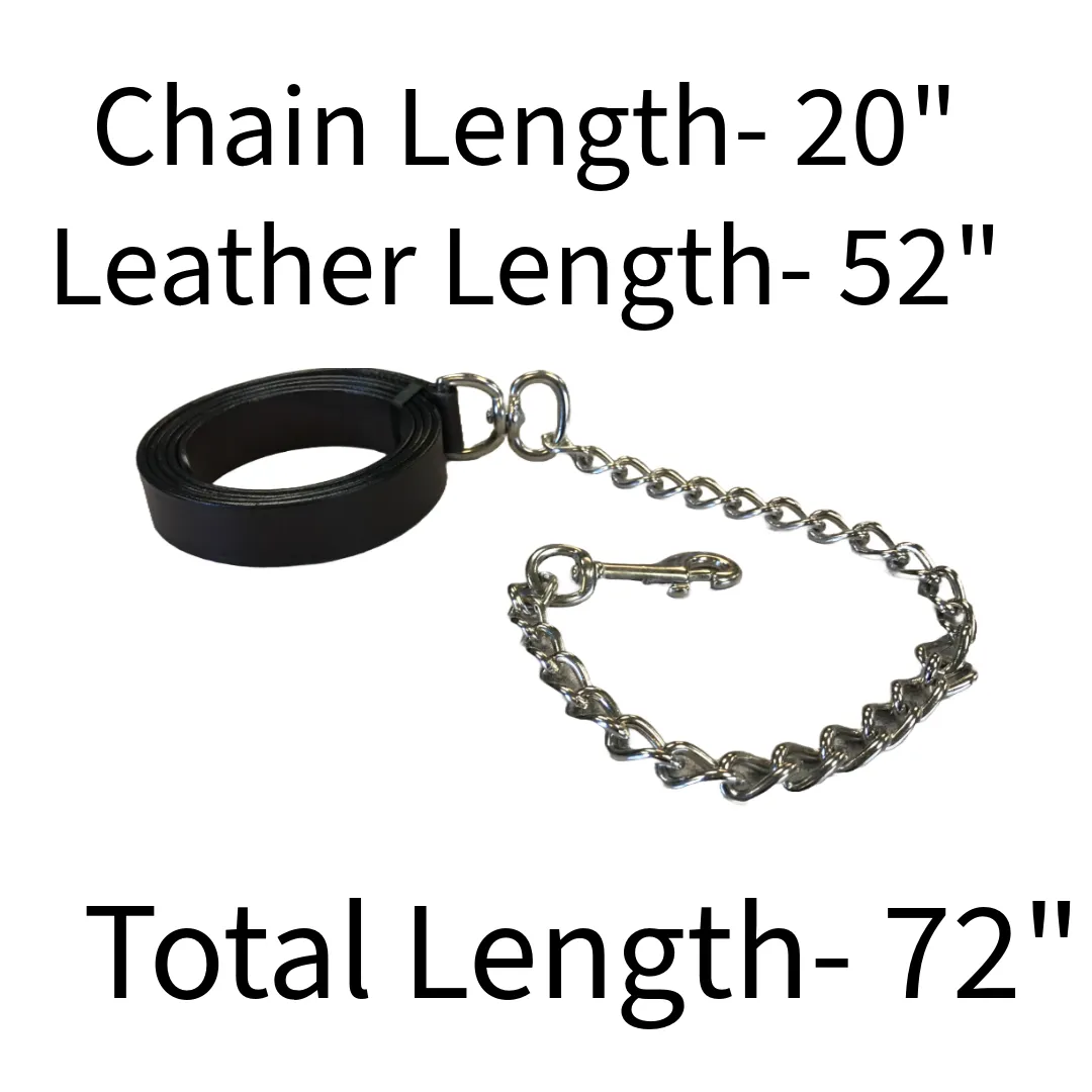 Derby Originals Multipurpose Flat Leather Lead for Cattle, Horse or Dog with Chain and Swivel Snap