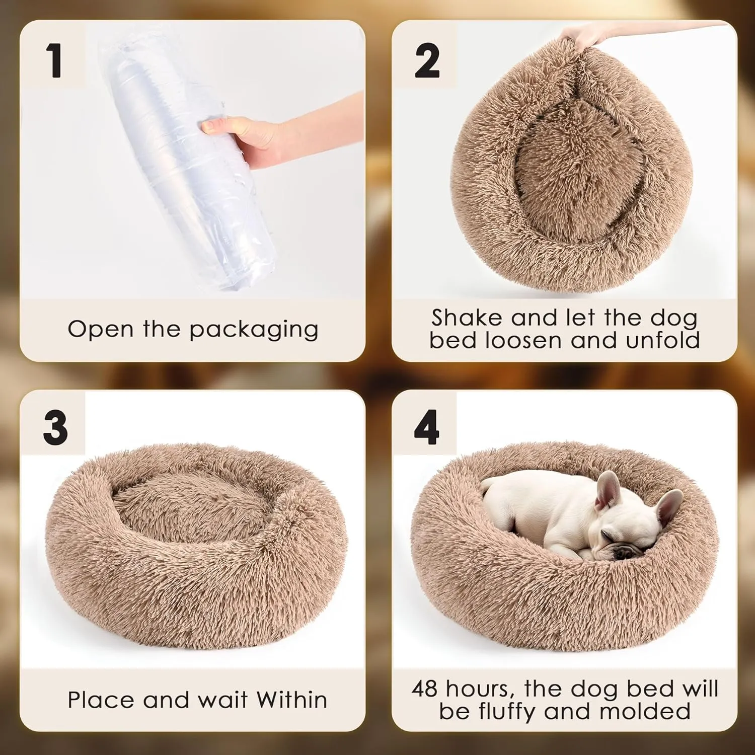 Dog Beds Large Sized Dog and Cats, 32in Pet Beds for Large Pet, Washable Indestructible Extra Large (Camel)