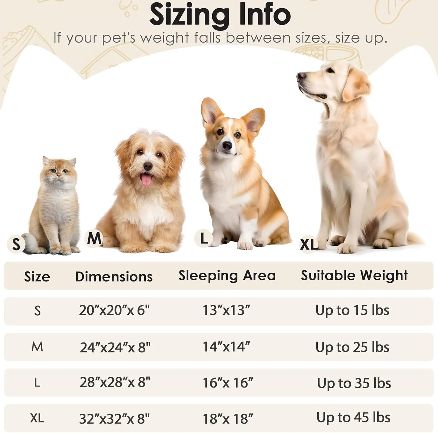 Dog Beds Large Sized Dog and Cats, 32in Pet Beds for Large Pet, Washable Indestructible Extra Large (Camel)