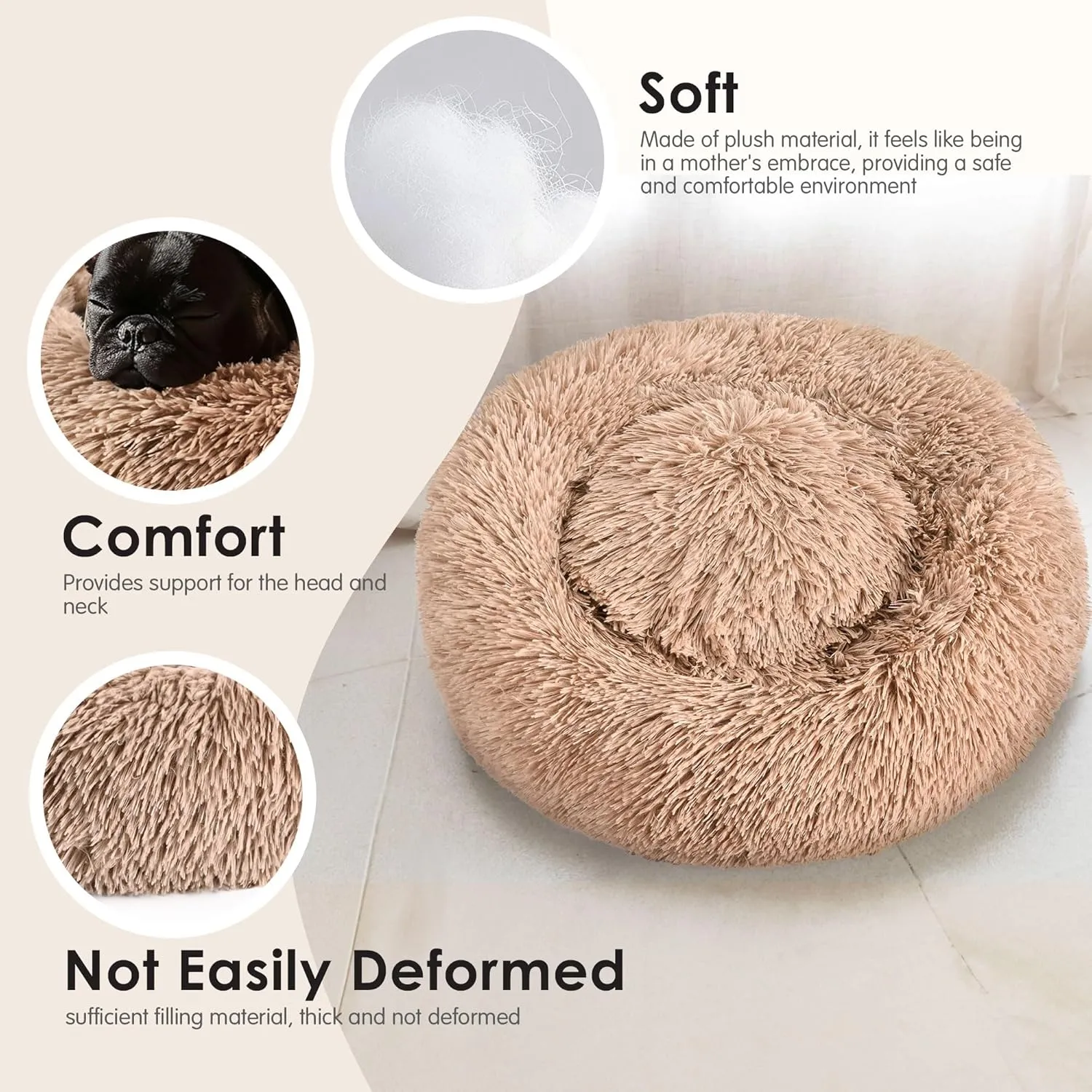 Dog Beds Large Sized Dog and Cats, 32in Pet Beds for Large Pet, Washable Indestructible Extra Large (Camel)