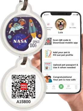 Dog Tags for Pets - Silicone QR Code Pet ID Tags for Dogs & Cats - Silent Dog Name Tag and Cat Name Tag for Your Pet - Puppy Name Tag for Dog Collar - Dog Identification Tags (Space-L)