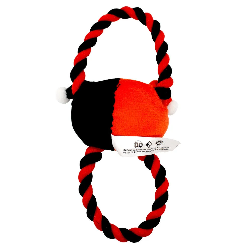 Dog Toy Plush Rope Toy - Harley Quinn Face Plush   Black Red Round Ropes