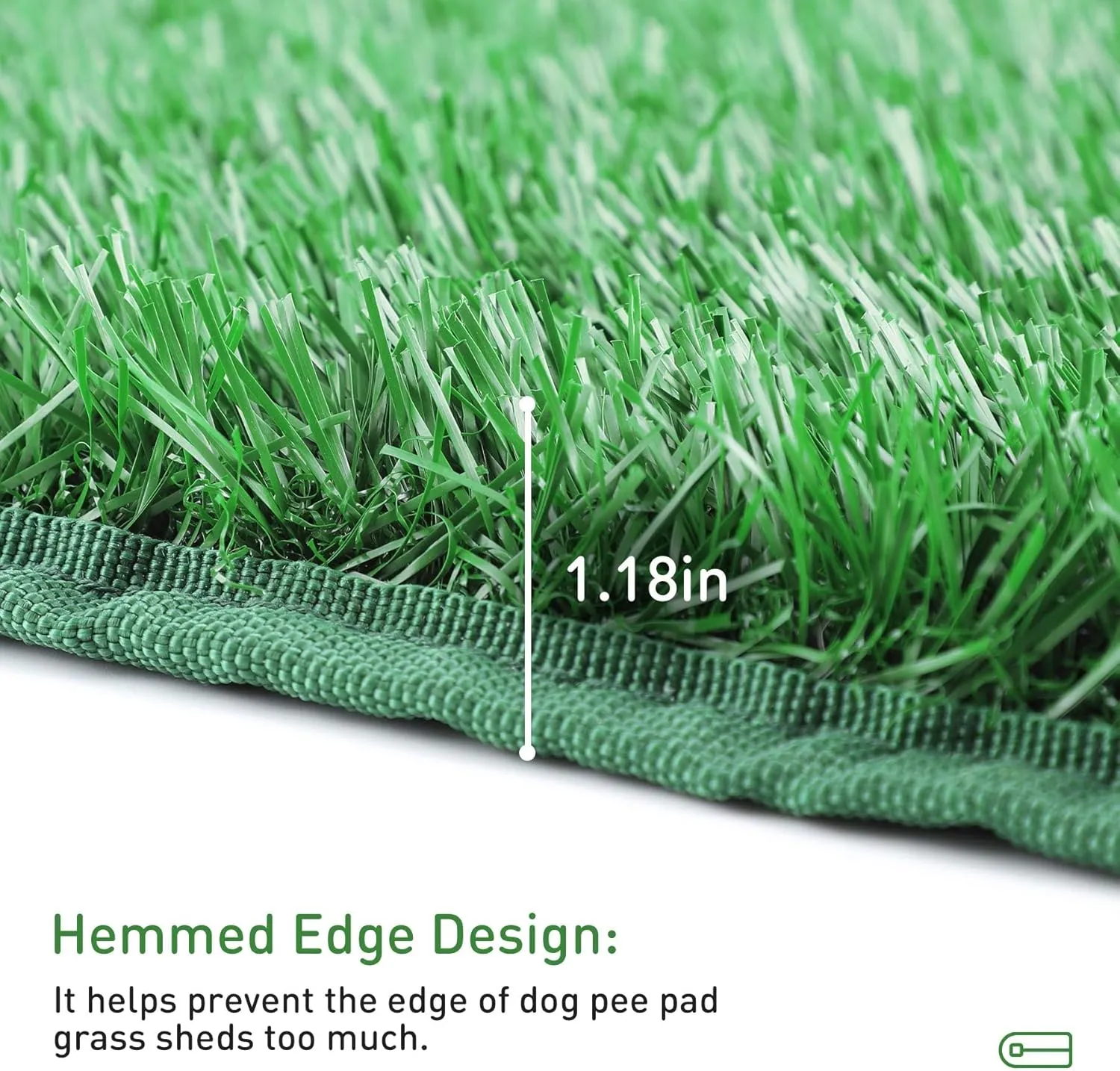 Edge Wrapping Pee Pads Dog Grass Pad Artificial Grass for Dogs Potty (39.4*31.5in-Hemmed Edge Grass),Washable Professional Training Grass Pee Pad for Indoor Outdoor Apartments