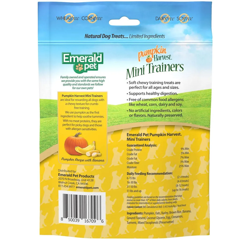 Emerald Pet Pumpkin Harvest Mini Trainers Pumpkin Recipe with Banana Dog Treats, 6-oz