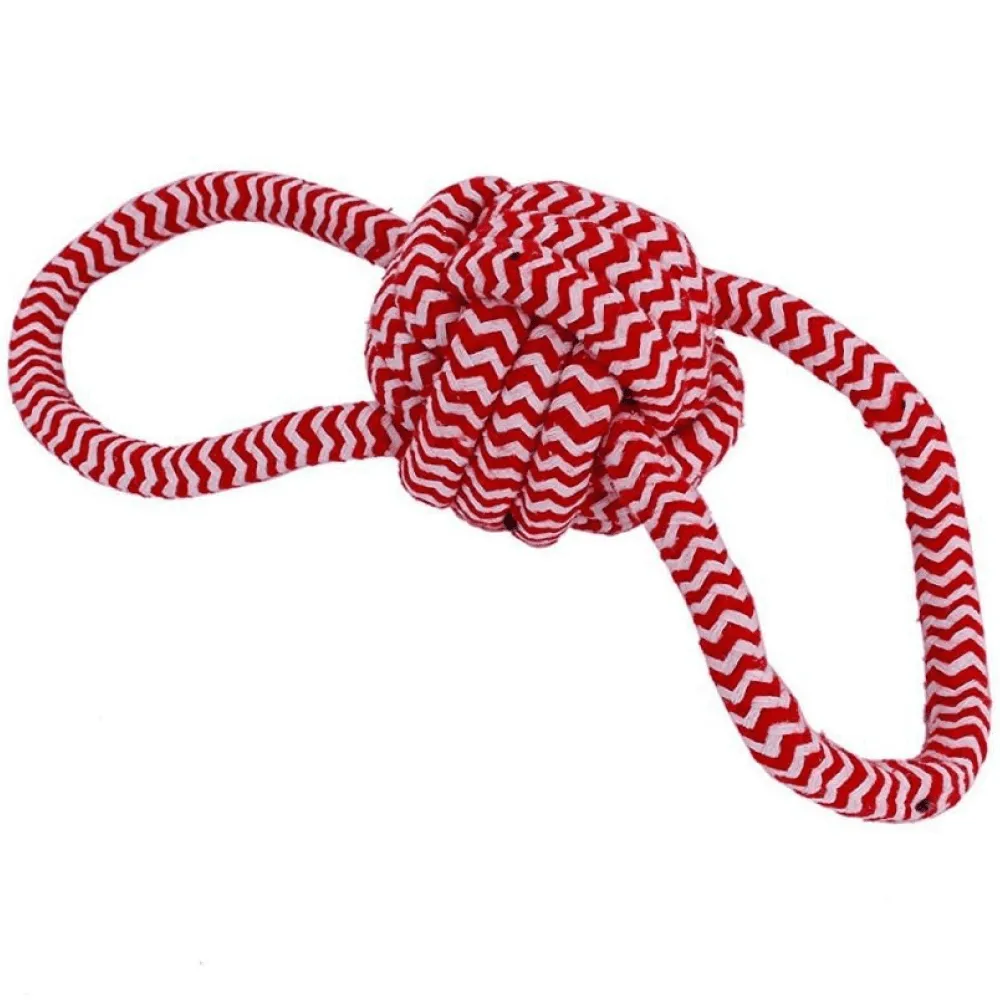 Emily Pets Tug Knotted Cotton Chew Rope Toy Ball for Dogs (Orange)