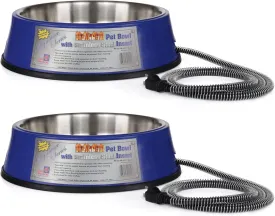 Farm Innovators Signature Series 3 Quart 40 Watt Electric Heated Pet Water Bowl with Stainless Steel Insert, Thermostatic Control, (2 Pack)