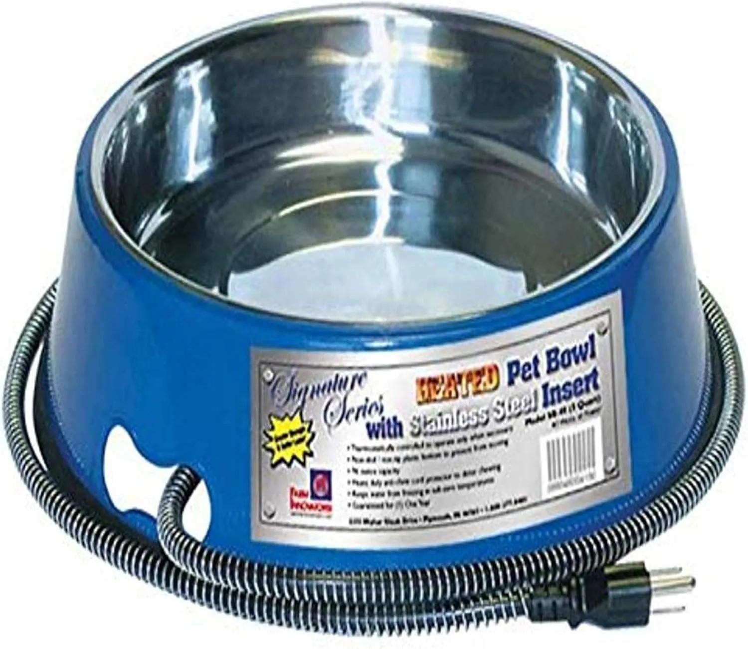 Farm Innovators Signature Series 3 Quart 40 Watt Electric Heated Pet Water Bowl with Stainless Steel Insert, Thermostatic Control, (2 Pack)