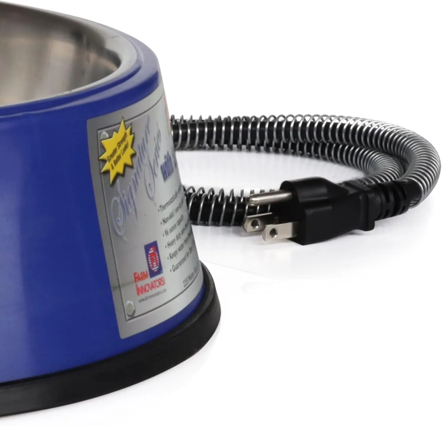 Farm Innovators Signature Series 3 Quart 40 Watt Electric Heated Pet Water Bowl with Stainless Steel Insert, Thermostatic Control, (2 Pack)
