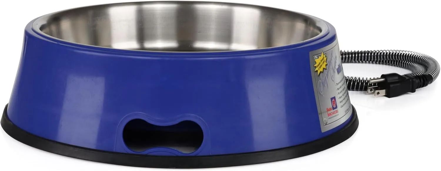 Farm Innovators Signature Series 3 Quart 40 Watt Electric Heated Pet Water Bowl with Stainless Steel Insert, Thermostatic Control, (2 Pack)
