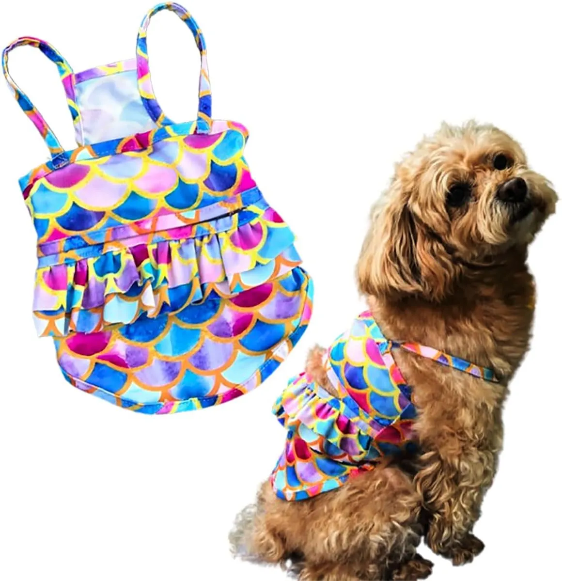 Funny Dog Swimwear Bikini Summer Dog Clothes Beach Swimsuit Puppy Bathing Suit Puppy Vest Cooling Pet Shirt for Small Dogs, Cat Apparel (Mermaid, Small)