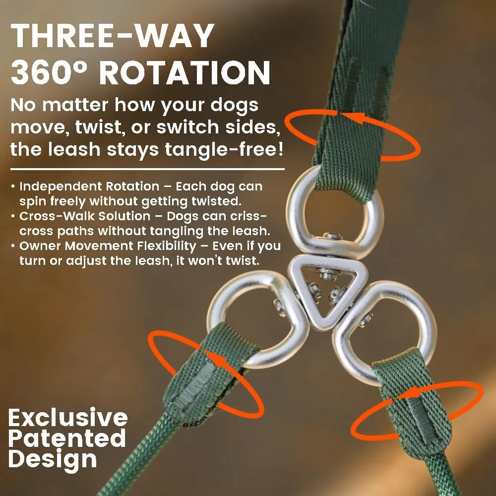 Howgo Double Slip Leash Slip Lead with Two Handles| Dual Dog Slip Lead for 2 Dogs,360 Swivel No Tangle | Dog Training Collar | Double Clip Leash Coupler and Splitter (MintGreen, 6FT)