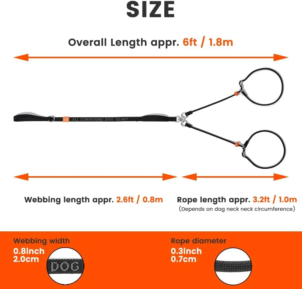 Howgo Double Slip Leash Slip Lead with Two Handles| Dual Dog Slip Lead for 2 Dogs,360 Swivel No Tangle | Dog Training Collar | Double Clip Leash Coupler and Splitter (MintGreen, 6FT)