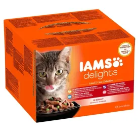 Iams Cat Delights Adult Land & Sea Multipack in Gravy 24x85gr
