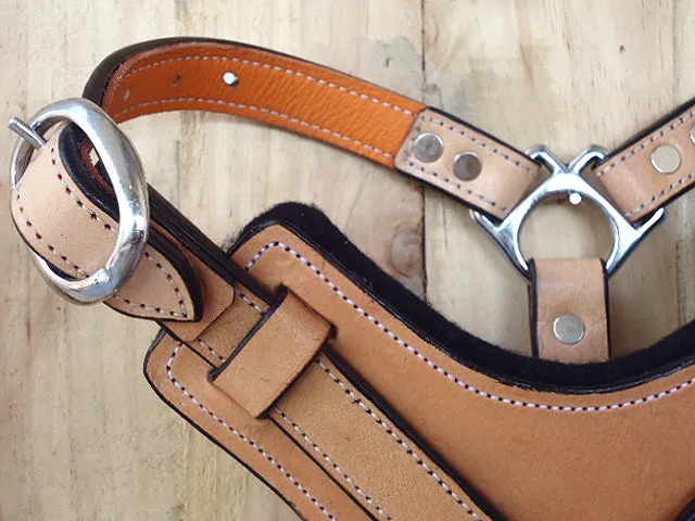 Large Leather Dog Harness Tan Padded Genuine With Matching Leash Hilason