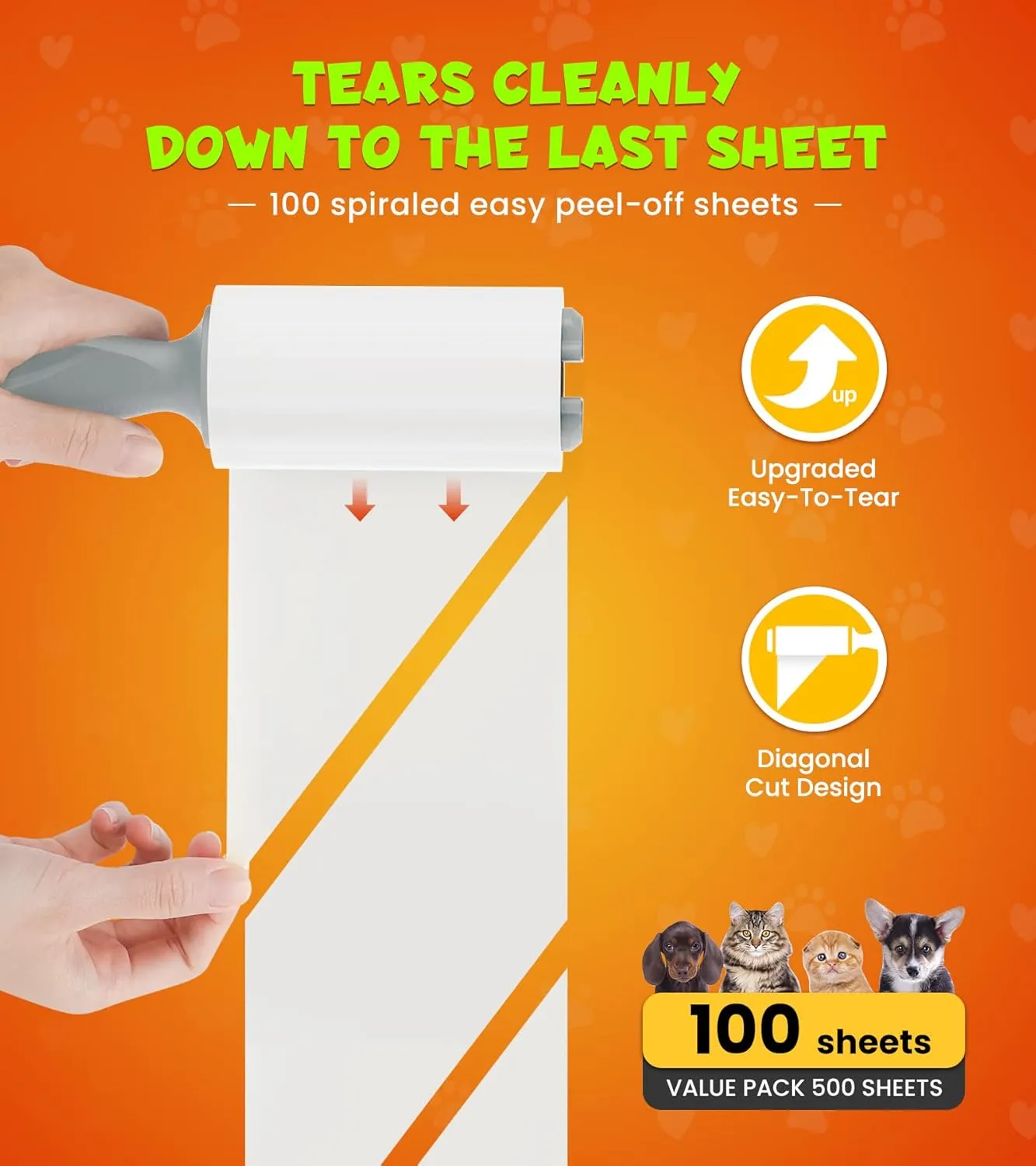 Lint Rollers for Pet Hair Extra Sticky, 500 Sheets Mega Value Set Roller with 2 Upgraded Handles, 5 Portable Remover Clothes, Furniture, Carpet, Dog & Cat Removal