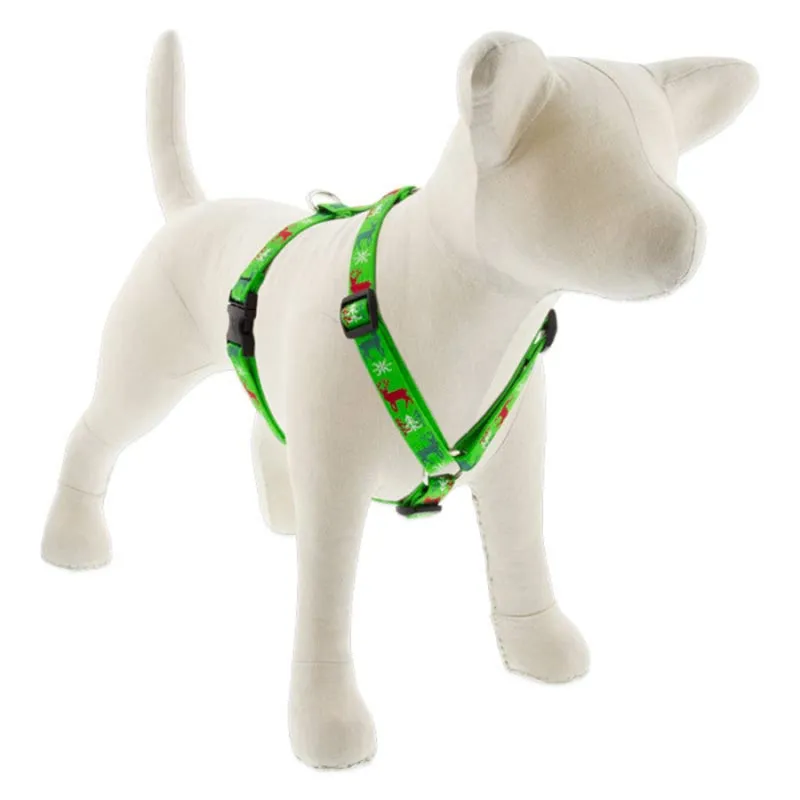 Lupine Holiday Designs Roman 3/4" Wide 12"-20" Girth Size Happy Holidays Green Dog Harness